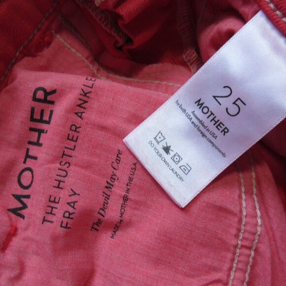 NWT Mother Hustler Ankle Fray in Mars Red High Rise Bootcut Crop Jeans 25 - Picture 6 of 14